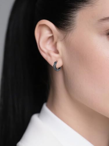 Black Earrings 925 Sterling Silver Black Hoop Earring Jewelry Gifts for Men4