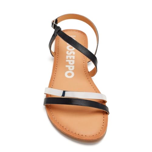 GIOSEPPO Sandalias DE Piel con Tiras Negras Y Metalizadas para Mujer BARGEME