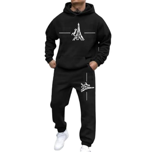 Générique Ensemble Survêtement Homme Logo de Paris Jogging Sweats À Capuche Et Sport Pantalons Automne Hiver Couleur Unie Gym Jogging Sportswear Tenue De...
