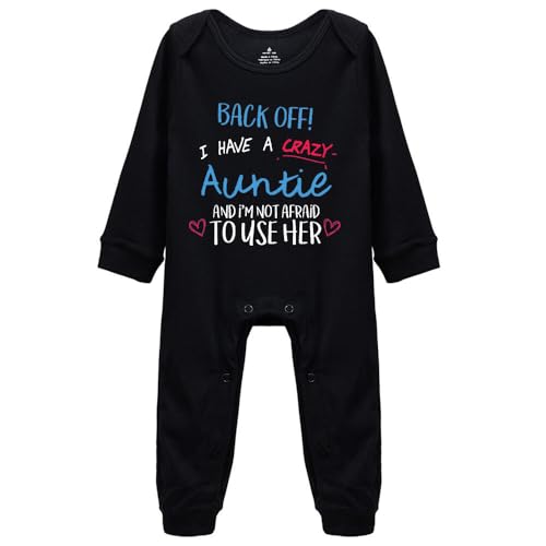 Back Off I Have A Crazy Auntie Baby Funny New Baby Arrival Aunt Short Sleeve White 0-24 Months Gift