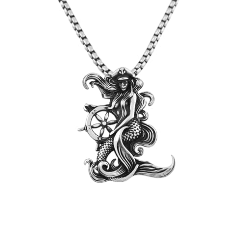 Collier épais vintage homme idée cadeau originale pendentif boussole pirate