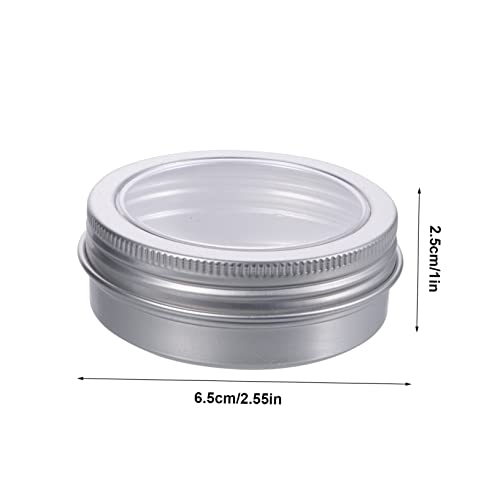 HAPINARY 12pcs Packing Cream Pot Tin Cans with Window Candy Tin Candy Container Round Tin Container Makeup Cream Tin Candle Aluminum Open The Window