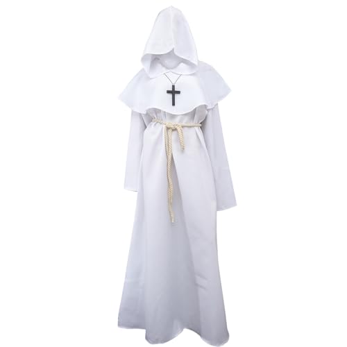 Robe de moine à capuche ample et longue cape noire pour fête médiévale