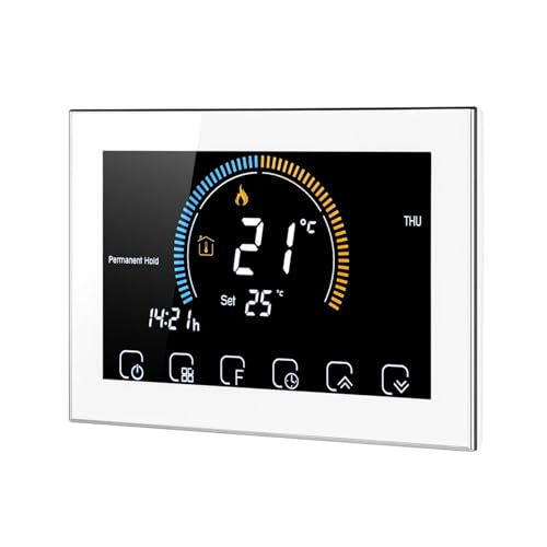 CFWWSAQ Termostato Digital Termostato intelinte, Controlador de Temperatura for Caldera de Gas, calefacción por Suelo Radiante eléctrica, Pantalla de Humedad(White no WiFi)