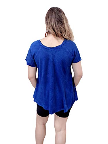 Bata Feminina Manga Curta Trapézio com Bordado Plus Size1034