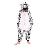 HIBCIGA Animal Onesie Costumes for Kids Adults Cosplay Halloween for Boys Girls Womens Warm Plush One Piece Zebra S
