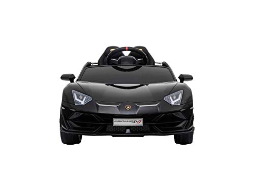 RIRICAR Voiture électrique pour Enfants, Lamborghini Aventador, Noir, Voiture électrique Enfant, 2 Places, avec Télécommande 2,4 Ghz, Batterie: 1x 12V / 7Ah, Moteur 2 x 12V / 35W, 3-6 Ans