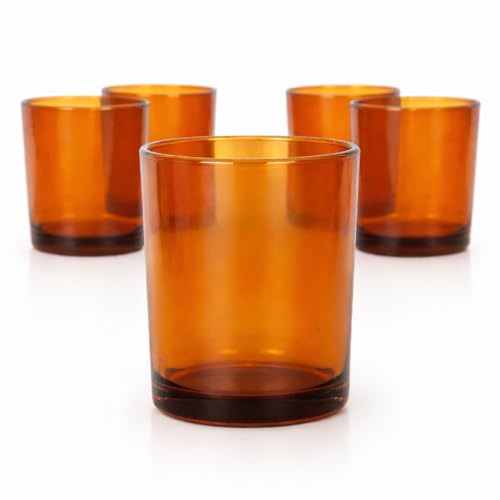 Opiniones de Velas en frasco que puedes comprar esta semana. 46 12 Frascos para Velas de Vidrio 210 ml – Vasos para Velas Decorativos Ámbar Transparente – Recipientes Cilíndricos Artesanales