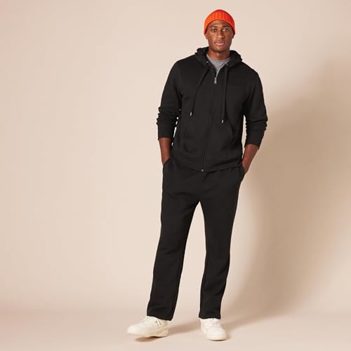 Amazon Essentials Herren Fleece-Kapuzenpulli mit durchgehendem Reißverschluss (erhältlich in den Größen Big & Tall), Schwarz, 4XL Große Größen