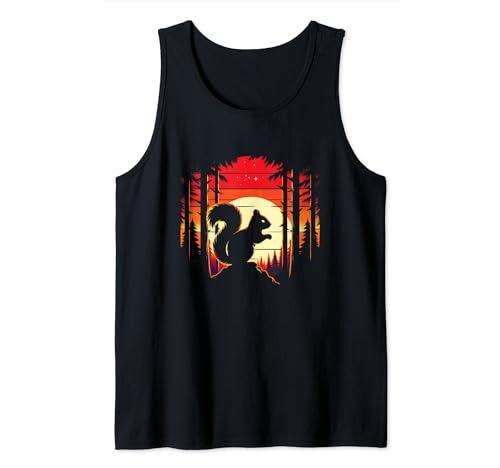 Ardilla Retro Sunset - Linda ardilla amante de los animales roedores Camiseta sin Mangas