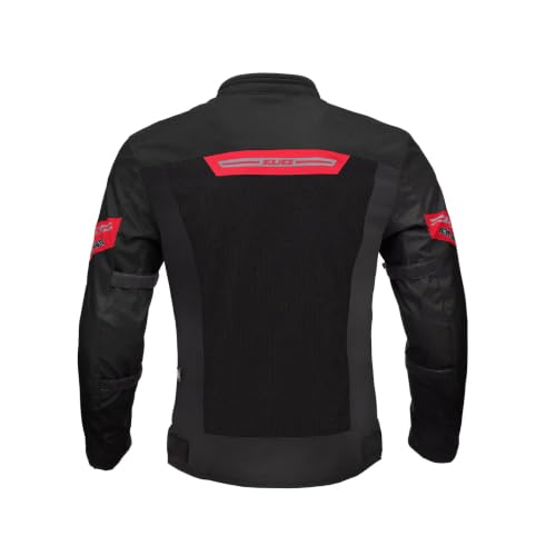 Image of SOLACE AIR-X V3.0 Men's Motorcycle Riding Jacket with CE Level 2 Armour, Black and Red, 700D PolyDura Mesh