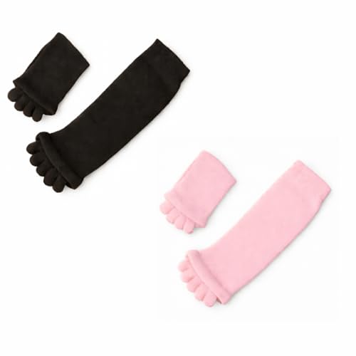 Image of Foot Alignment Orthopedic Cotton Socks for Men & Women | Five Toe Separator | Foot Pain Relief | Bunion Corrector | Plantar Fasciitis Support |Free Size | Dark Grey -BabyPink | 2 Pair | UK8-11