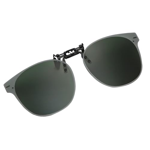 Clip Solaire pour Lunettes de Vue, Clip Lunettes de Soleil Polarisées Surlunettes de Soleil Clipsable pour Homme Femme Anti-Reflets Lentille Rabattable pour Conduite Activités d'Extérieur, Vert Foncé
