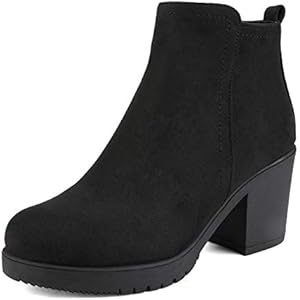 DREAM PAIRS Women's Ankle Boots Chunky Heel Platform Fall Heeled Short Booties Shoes 5.5 Black