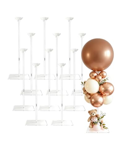 Image of 12 Pack Acrylic Balloon Stands for Table, Reusable Party Centerpiece Kits