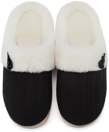 NineCiFun Women's Slip on Fuzzy Slippers Memory Foam House Slippe...