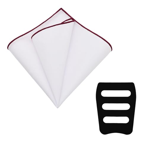Image of White Pocket Squares for Men, Mens Linen Cotton Handkerchiefs with Pocket Square Holder for Daily Wedding Banquet