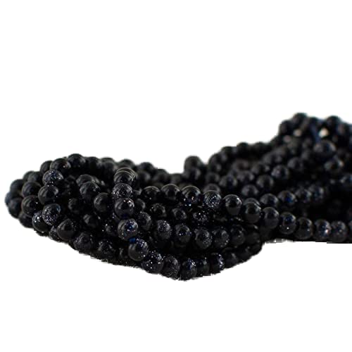 Perles de goldstone bleue pour création bijoux DIY fil perle ronde lisse bleu 13 pouces
