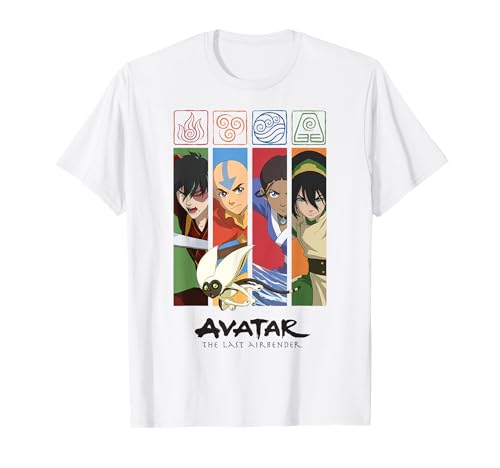 Avatar: The Last Airbender T-shirt Four Elements Benders Box Panels, Branco