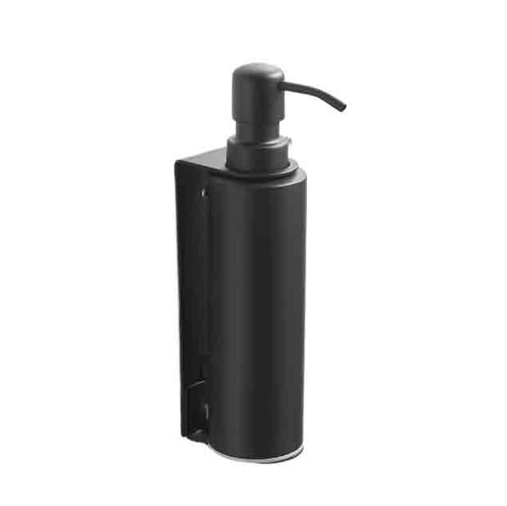 Bottiglia di Sapone Distributore di Sapone da Parete in Acciaio Inossidabile for Bagno, spremi e perfora, Bottiglia di lozione Rotonda Singola, Nero/Argento Dispenser di Sapone(Nero)