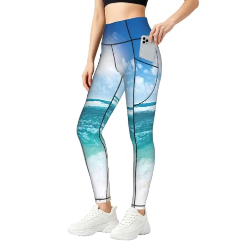Leggings de descanso tropicales Blue Sky para yoga y tardes de relax