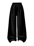 SweatyRocks Jogginghose Mädchen 122-152 Baggy Jogginghose Wide Leg Hose Winterhose Teenager Mädchen Sweathose Weites Bein Bequeme Hose Schwarz 12 Jahre