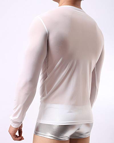 Mendove Men's Sexy Mesh See Through Long Sleeve Top Undershirt Nightwear4