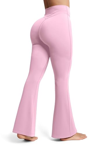 Olmlmt Flare Leggings for Women Butt Lifting - Crossover High Waisted Buttery Soft Gym Workout Yoga Pants