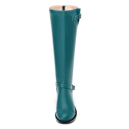 WAYDERNS Knee High Boots for Women Low Heel Round Toe 1 Inch Tall Boots Zipper Comfortable Riding Party Fall Winter Boots3