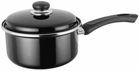 Judge Essentials Enamel, 20cm Saucepan, 3L, Non-Stick, Black, 3 Litre