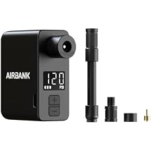 AIRBANK Mini Bike Pump with Gauge Pocket PRO, Max 120PSI Bike Air Pump Auto Shut-Off, Portable Electric Bicycle Pump for Road Bike and Balls, Tire Inflator for Schrader & Presta Valve