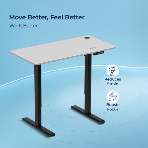 Image of The Sleep Company AeroPro Electric Height Adjustable Desk | Ergonomic WFH Table | 4 Memory Presets | Wireless Charging | 2 Yr Warranty | 1200x600 Top | Free Installation | White & Black