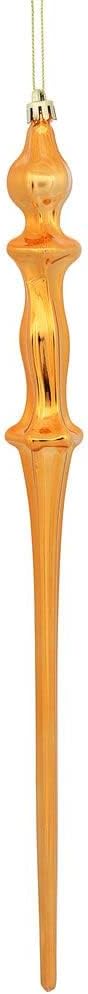 Vickerman 477717-15.7" Burnished Orange Shiny Icicle Christmas Tree Ornament (3 pack) (N175318D)