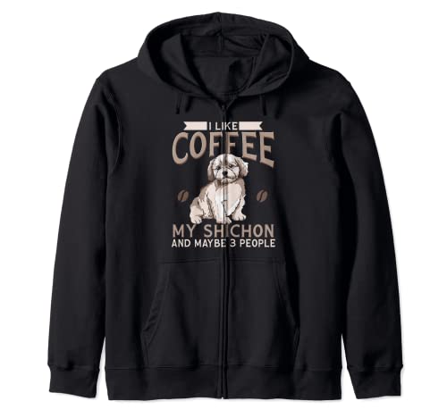 Shichon perro Me gusta café mi Shichon y tal vez 3 personas Sudadera con Capucha