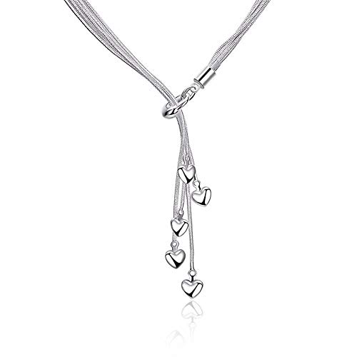 Collier anti-ternissement en argent 925 avec long pendentif pompon étoiles pour femme