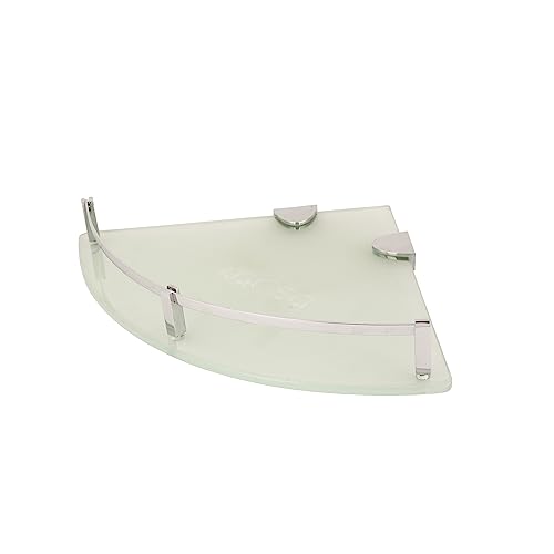 Image of TAPSA Glass Square Corner Bathroom Shelf with Wall Brackets, Pack of 3, Size 10x10 inch