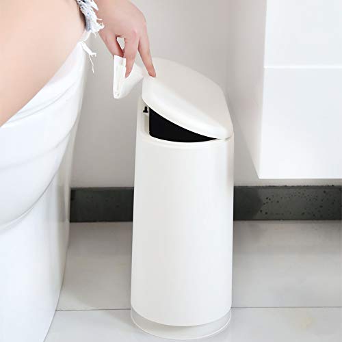 3 Pattumiere Estetiche Moderne Con Coperchio In Bambù, Capacità 9L, Colore Bianco, Per Camera Da Letto, Ufficio O Bagno, Stile Boho, Diametro 22.9cm, Altezza 27.9cm