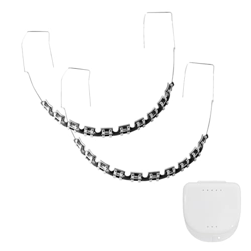 Temporary Clip on Teeth Fake Braces Kit with Brackets & Wire Suitable for Orthodontists to Explain and Practice for Dental Students - Brackets Falsos Para Dientes(Black)