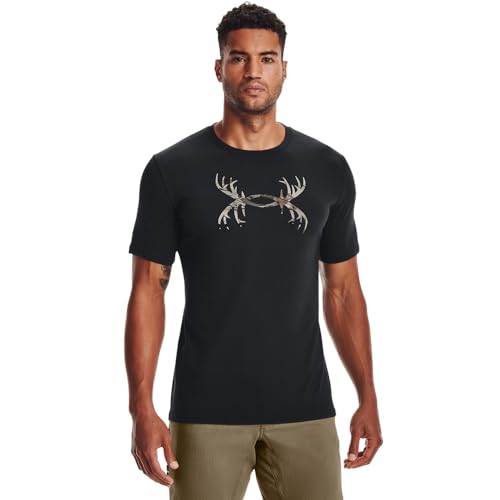Under Armour Men's Antler Logo T-Shirt, Black (001)/Ua Barren Camo, Large