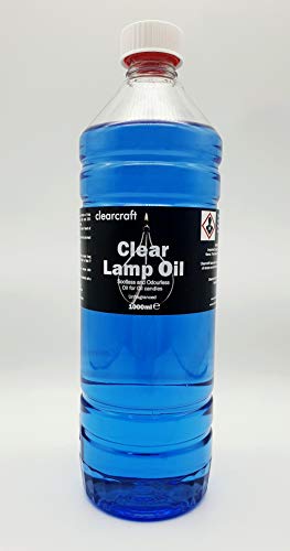 CLEARCRAFT SMOKELESS, ODOURLESS COLOURED LAMP OIL - 1 LITRE - FREE FUNNEL - PERFECT FOR USE WITH MODERN OIL CANDLES, TRADITIONAL OIL LAMPS BOTH INDOOR AND OUTDOOR USE (BLUE)