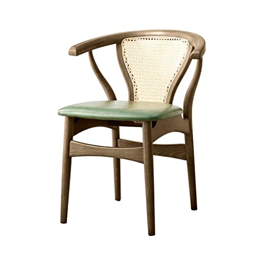 Rattan Accent Chair, Wicker Woven Midcentury Modern Dining Chair, Wooden High Back Patio Seat Chair, Natural Solid Wood Recliner Chair For Living Room, Bedroom, Patio ( Color : Teak , Size : 46*43*77C #TOP6