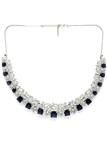 Image of Karatcart Silver Tone Green American Diamond Studded Necklace Set for Women