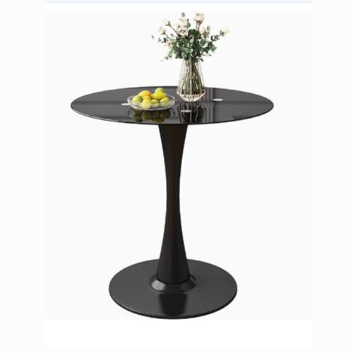 Moderna mesa de comedor de cristal con patas negras, 4 asientos, perfecta para cocina y sala de estar, muebles elegantes y que ahorran espacio para espacios pequeños