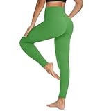 YOLIX Workout Leggings for Women - High Waisted Yoga Pants Tummy Control Compression for Running Bright Green
