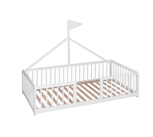 COOL · DREAMS Cama Infantil Tipi 140x70 Tipo Montessori Apache Wonderland de Madera de Haya y Color Blanco CoolDreams