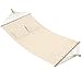 TecTake 800809 Amaca per Due Persone, Barra in Legno, Versatile, 2X Morbidi Cuscini, Arredamento Esterno, Campeggio Escursioni Balcone, Nuovo (Beige)
