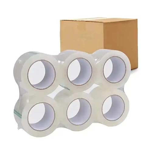 TECHZOCO Cinta adhesiva transparente, Cinta de embalaje, Cinta adhesiva de polipropileno, Rollo de embalar, Cinta embalaje mudanza, Cinta Embalaje para Envíos, 48 mm x 200 metros, 6 unidades