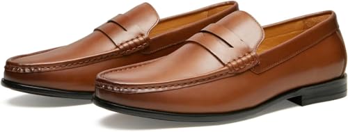Image of Journey West Mens Genuine Leather Dress Shoes Slip on Penny Loafers for Men