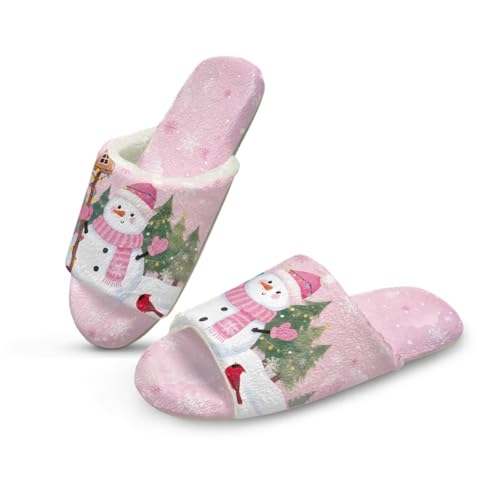 Snowman Print Women House Slippers Non Slip Indoor Slipper Soft Warm Shoes for Bedroom Living Room