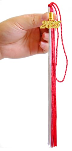 Image of Graduation Tassel 2025, Red and White Tassel 2025